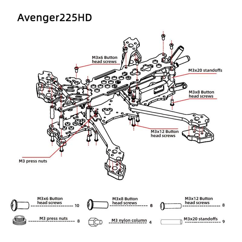 5-Inch FPV frame Kit - Avenger 225HD carbon fiber quadcopter fpv drone frame for Protection HD Digital System drones 10 5-Inch FPV frame Kit - Avenger 225HD carbon fiber quadcopter fpv drone frame for Protection HD Digital System drones - Image 10