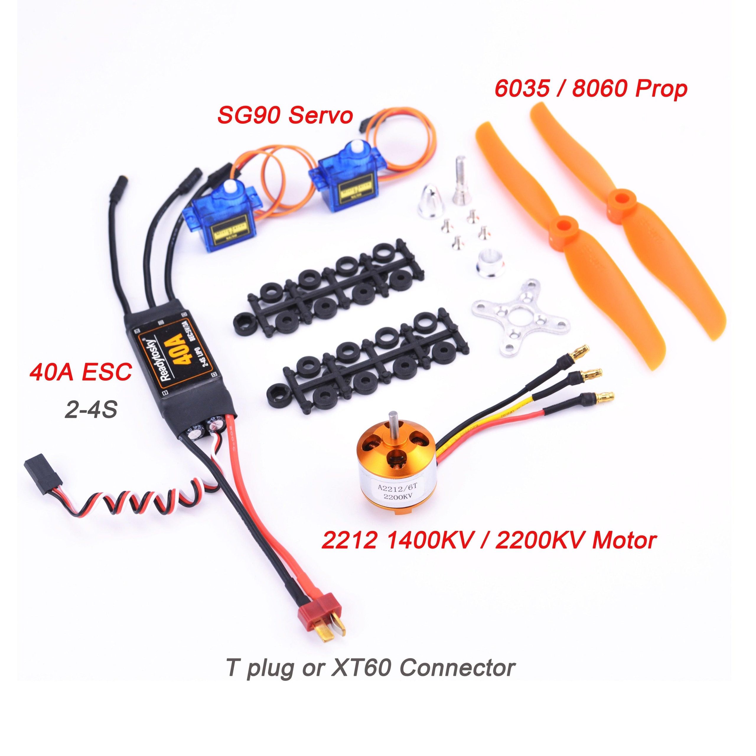 A2212 2212 1400KV / 2200KV Brushless Motor 40A ESC 6035 / 8060 Propeller SG90 9G Micro Servo for RC Fixed Wing Plane Helicopter 1 A2212 2212 1400KV / 2200KV Brushless Motor 40A ESC 6035 / 8060 Propeller SG90 9G Micro Servo for RC Fixed Wing Plane Helicopter