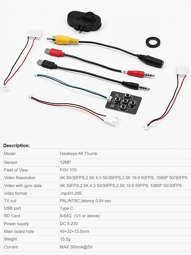 Hawkeye Thumb 4K HD FPV Camera - With ND16 Filter FOV 170 Gyroflow Stabilization Remote Recording For FPV Rcaing Drone Quadcopter 7 Hawkeye Thumb 4K HD FPV Camera - With ND16 Filter FOV 170 Gyroflow Stabilization Remote Recording For FPV Rcaing Drone Quadcopter - Image 7