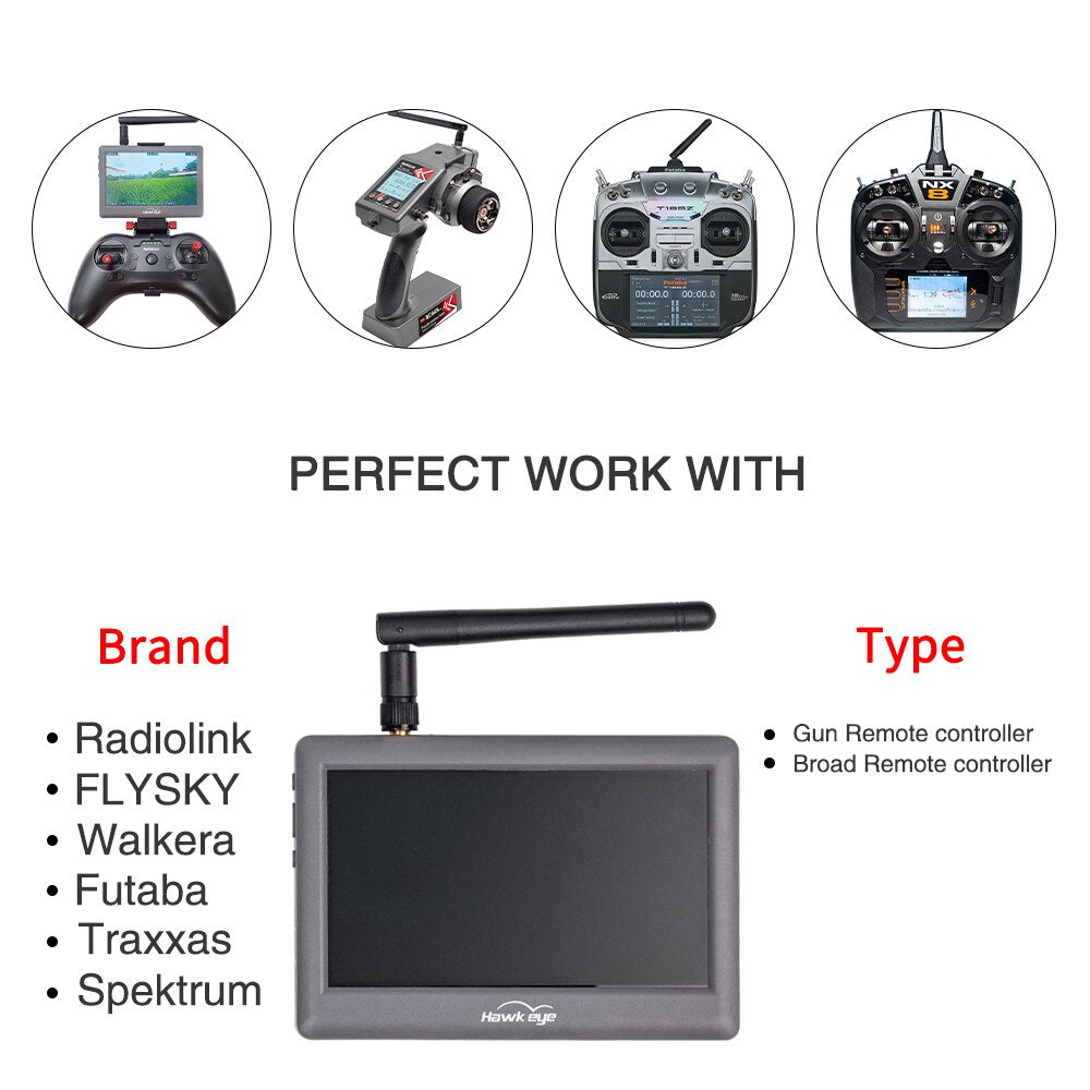 Hawkeye Little Pilot 5.8G FPV Monitor - 480×272 4.3inch Screen 48 Channels FPV Display Screen Receiver Integrate for RC Drone 6 Hawkeye Little Pilot 5.8G FPV Monitor - 480×272 4.3inch Screen 48 Channels FPV Display Screen Receiver Integrate for RC Drone - Image 6