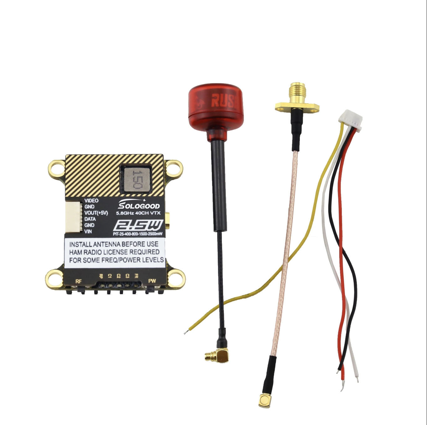 SoloGood 5.8G 2.5W 40CH VTX - 0/25/400/800/1500/2500mW NTSC/PAL Video Transmitter For RC FPV Freestyle Long Range Racing Drone 1 SoloGood 5.8G 2.5W 40CH VTX - 0/25/400/800/1500/2500mW NTSC/PAL Video Transmitter For RC FPV Freestyle Long Range Racing Drone
