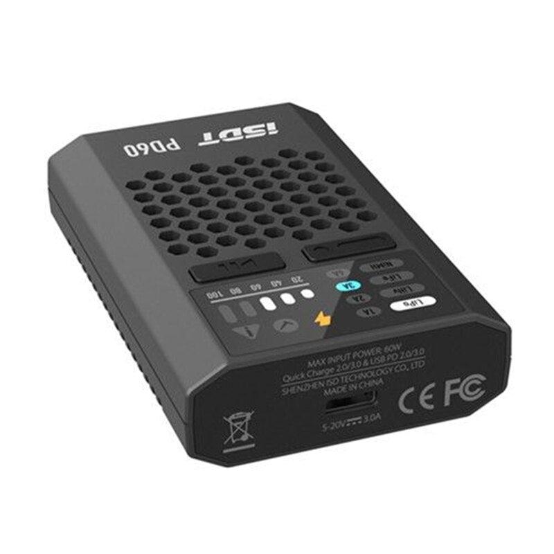 ISDT PD60 Charger - 60W 6A Battery Balance Charger Type-C Input for 1-4S Lipo LiHV LiFe NIMH/Cd Battery For Rc Fpv Racing drone charger 2 ISDT PD60 Charger - 60W 6A Battery Balance Charger Type-C Input for 1-4S Lipo LiHV LiFe NIMH/Cd Battery For Rc Fpv Racing drone charger — изображение 2