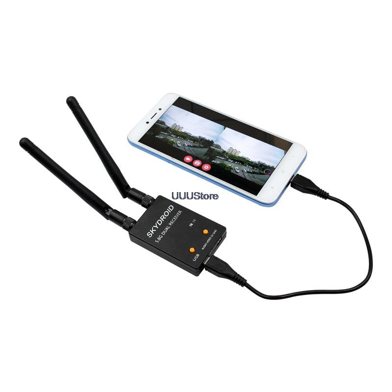 SKYDROID FPV Receiver - UVC Fuav Dual Antenna OTG 5.8G 150CH Full Channel FPV Receiver W/Audio For Android Smartphone Support transmitter 5 SKYDROID FPV Receiver - UVC Fuav Dual Antenna OTG 5.8G 150CH Full Channel FPV Receiver W/Audio For Android Smartphone Support transmitter - Image 5