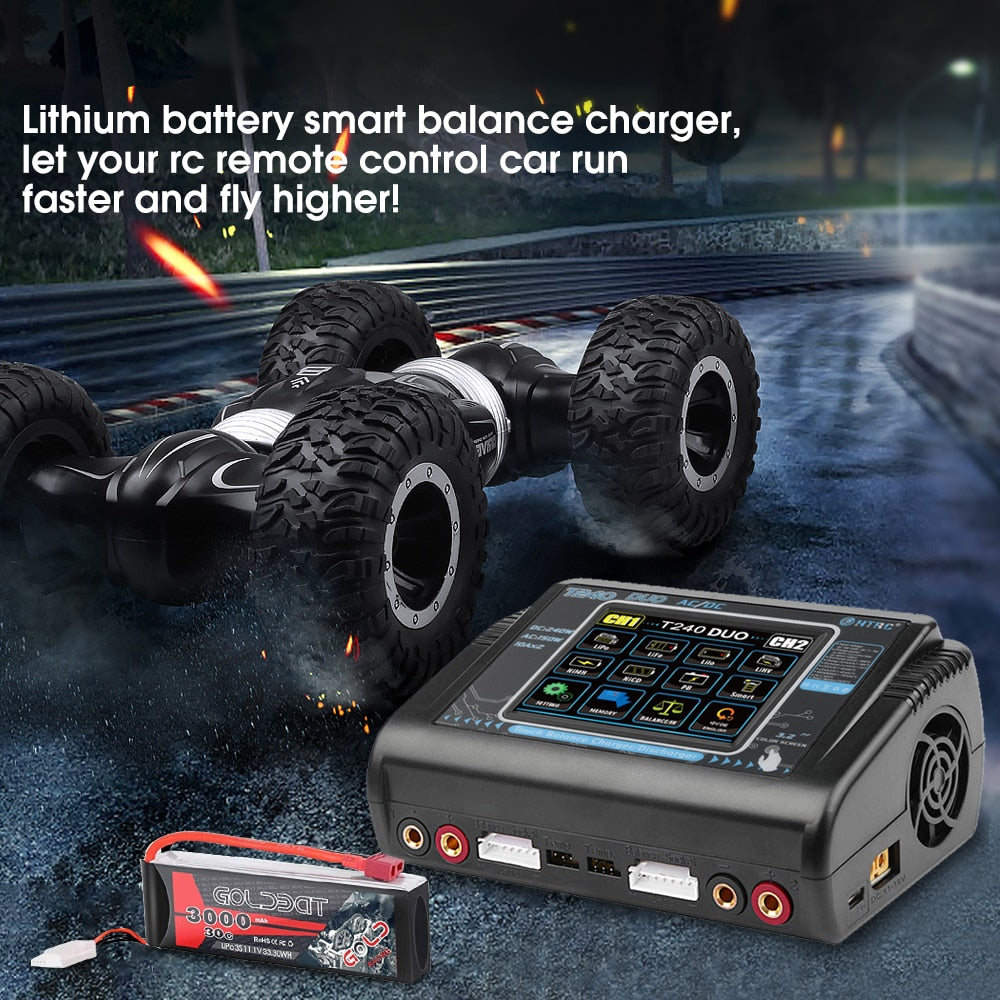 HTRC T240 Duo Lipo Charger - Battery Discharger Dual Channel AC 150W DC 240W Touch Screen RC Charger for Model Car Toy 10 HTRC T240 Duo Lipo Charger - Battery Discharger Dual Channel AC 150W DC 240W Touch Screen RC Charger for Model Car Toy - Image 10