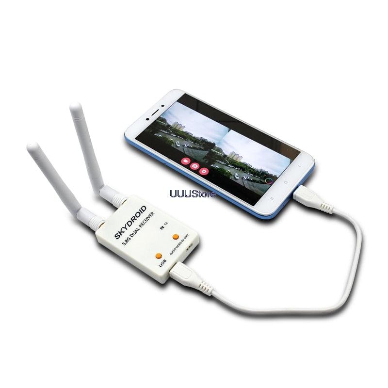 SKYDROID FPV Receiver - UVC Fuav Dual Antenna OTG 5.8G 150CH Full Channel FPV Receiver W/Audio For Android Smartphone Support transmitter 1 SKYDROID FPV Receiver - UVC Fuav Dual Antenna OTG 5.8G 150CH Full Channel FPV Receiver W/Audio For Android Smartphone Support transmitter