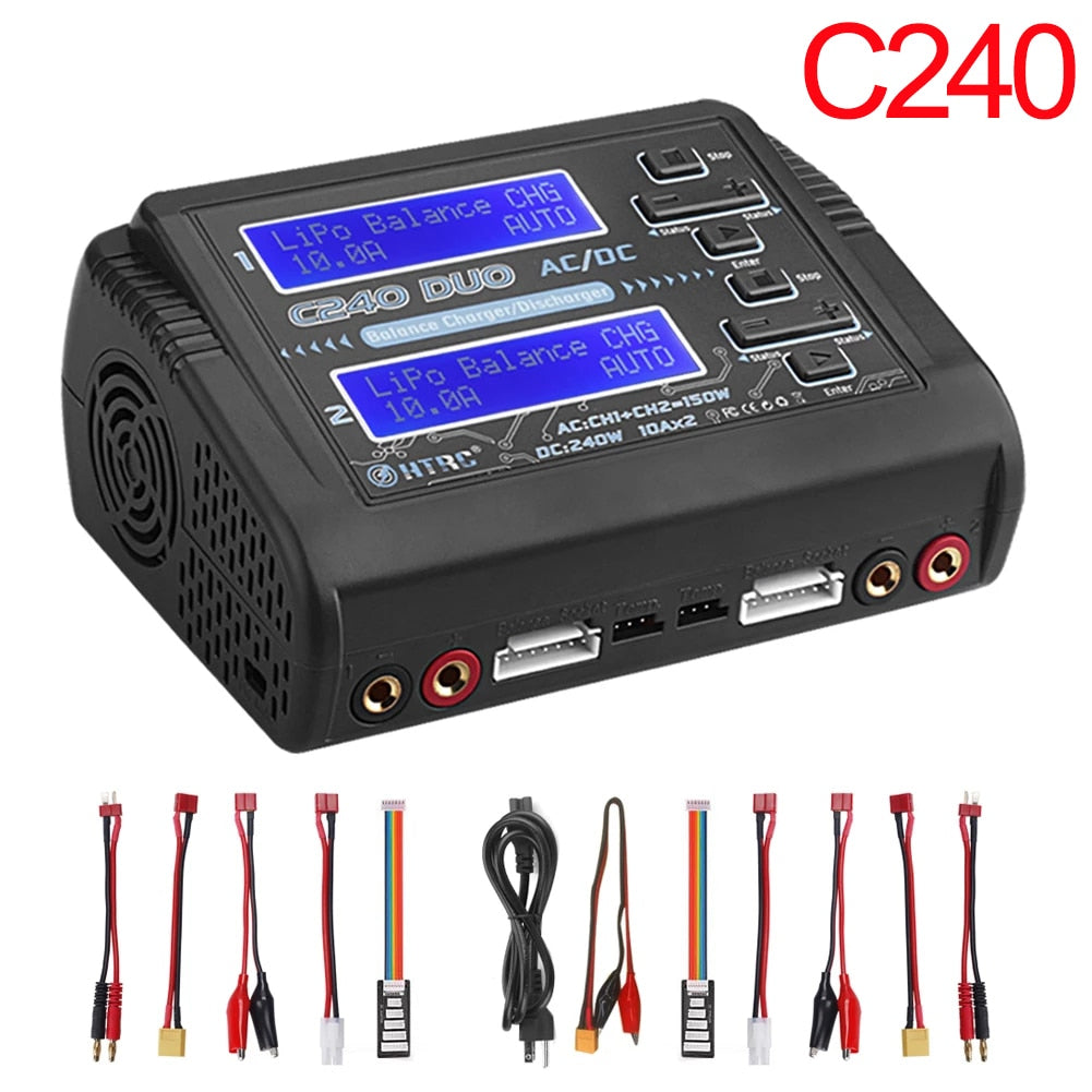 HTRC T240 Duo Lipo Charger - Battery Discharger Dual Channel AC 150W DC 240W Touch Screen RC Charger for Model Car Toy 4 HTRC T240 Duo Lipo Charger - Battery Discharger Dual Channel AC 150W DC 240W Touch Screen RC Charger for Model Car Toy - Image 4