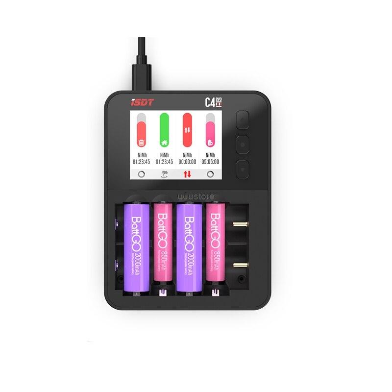 ISDT C4 EVO Smart Battery Charger - with Type-C QC3.0 Output for AA AAA Li-ion Battery with IPS Display Screen and Fire Prevention 3 ISDT C4 EVO Smart Battery Charger - with Type-C QC3.0 Output for AA AAA Li-ion Battery with IPS Display Screen and Fire Prevention — изображение 3