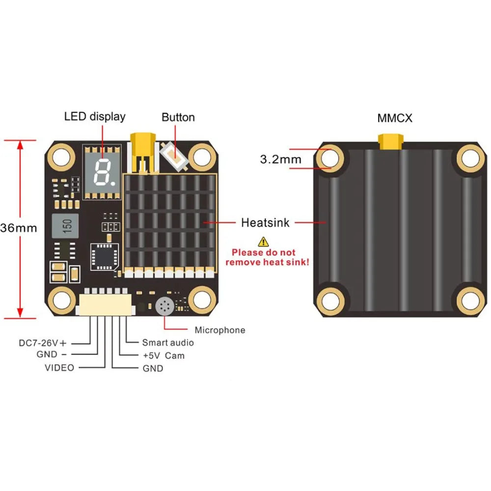 AKK FX2-Dominator VTX - Support Smart audio 250mW/500mW/1000mW/2000mW power switchable FPV Transmitters and OSD configuration with 5V output With MIC 5 AKK FX2-Dominator VTX - Support Smart audio 250mW/500mW/1000mW/2000mW power switchable FPV Transmitters and OSD configuration with 5V output With MIC - Bild 5