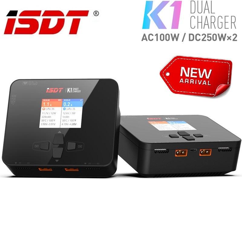 ISDT K1 Charger - AC 100W DC 250W/10Ax2 Dual Channel Balance Charger Discharger for Lipo LiFe LiHv Battery FPV Drone Charger 3 ISDT K1 Charger - AC 100W DC 250W/10Ax2 Dual Channel Balance Charger Discharger for Lipo LiFe LiHv Battery FPV Drone Charger — изображение 3