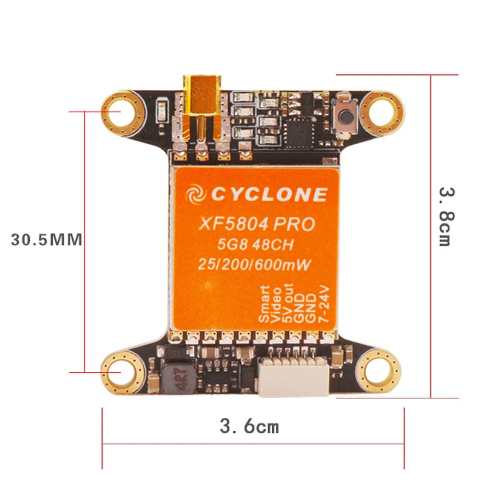 Cyclone XF5804 PRO VTX - 5.8G 48CH 25/200 / 600mW Switchable FPV Video Transmitter OSD adjustable MMCX VTX 5 Cyclone XF5804 PRO VTX - 5.8G 48CH 25/200 / 600mW Switchable FPV Video Transmitter OSD adjustable MMCX VTX — изображение 5