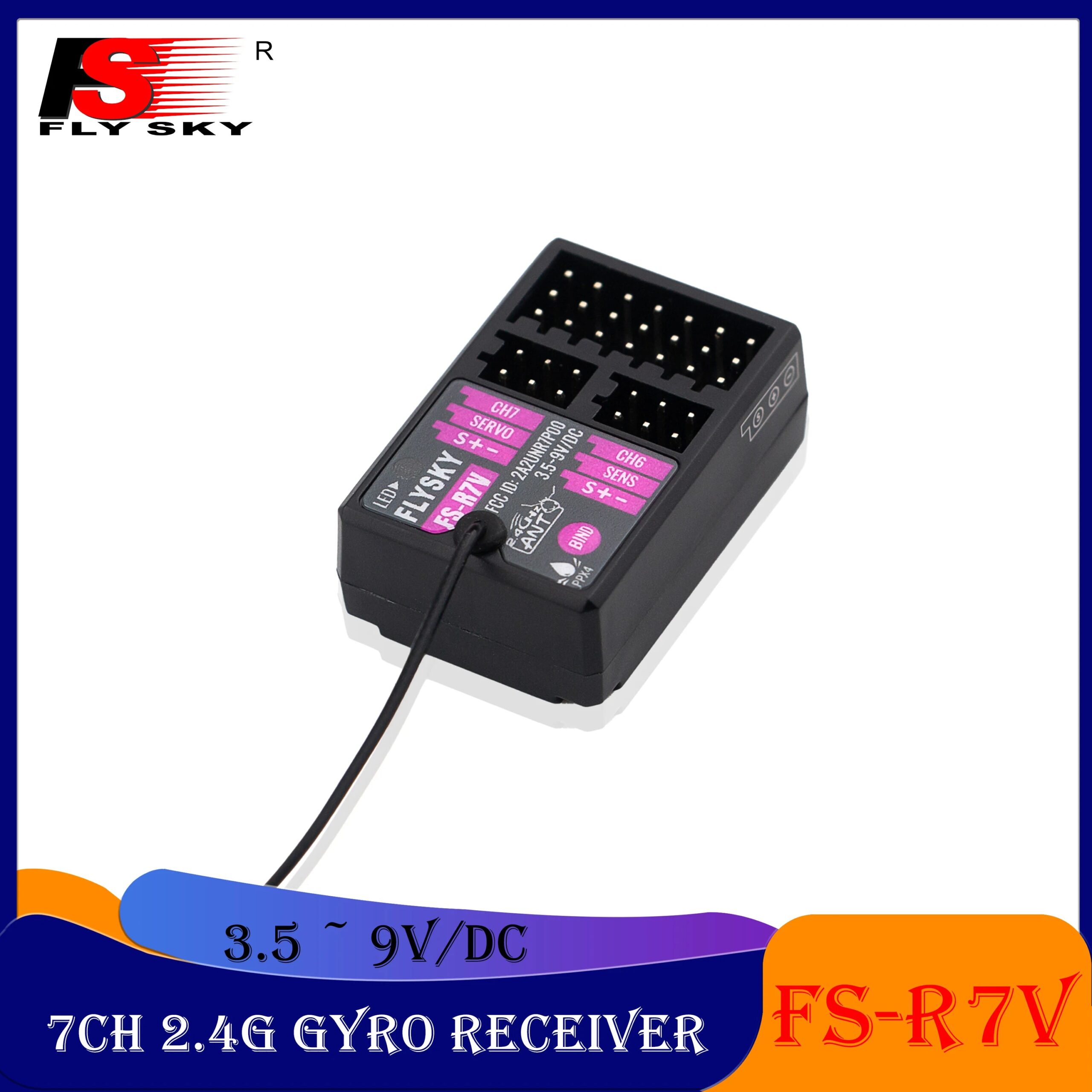 FLYSKY FS-R7V 7CH 2.4G Gyro Receiver - 3.5 ~ 9V/DC ANT Single Antenna PWM for RC Model Cars Boats Transmitter FS-G7P Accessories 3 FLYSKY FS-R7V 7CH 2.4G Gyro Receiver - 3.5 ~ 9V/DC ANT Single Antenna PWM for RC Model Cars Boats Transmitter FS-G7P Accessories - Bild 3
