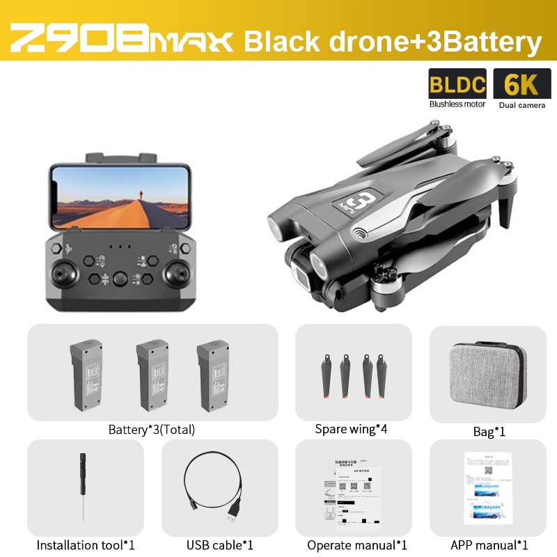 Z908 MAX Drone - 4K HD Professional Dual Camera Optical Flow Brushless 2.4G WIFi Obstacle Avoidance Quadcopter Dron Toy 19 Z908 MAX Drone - 4K HD Professional Dual Camera Optical Flow Brushless 2.4G WIFi Obstacle Avoidance Quadcopter Dron Toy - Image 19