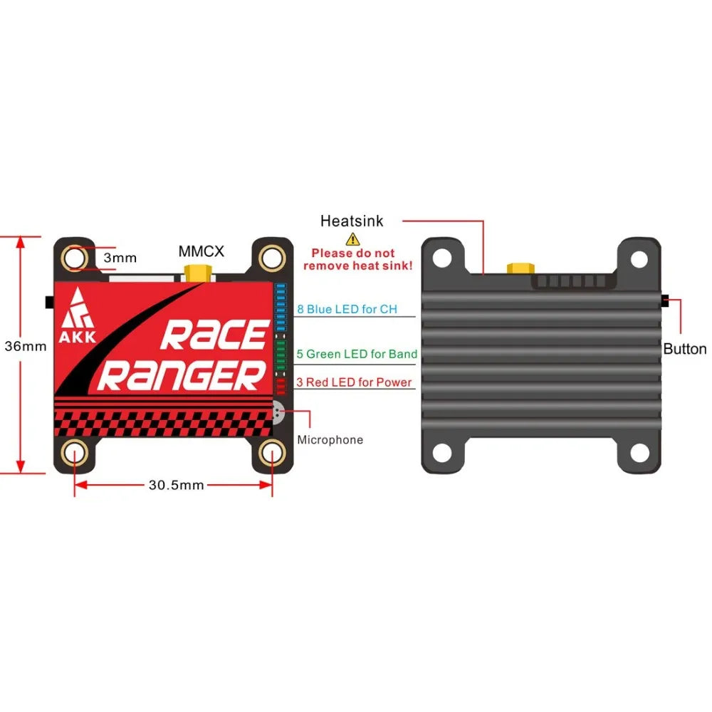 AKK Race Ranger 1.6W 5.8G VTX SMA International Version - 200mW/400mW/800mW/1600mW Switchable Long Range Transmitter FPV Video Transmitter Support Smart Audio 3 AKK Race Ranger 1.6W 5.8G VTX SMA International Version - 200mW/400mW/800mW/1600mW Switchable Long Range Transmitter FPV Video Transmitter Support Smart Audio - Image 3
