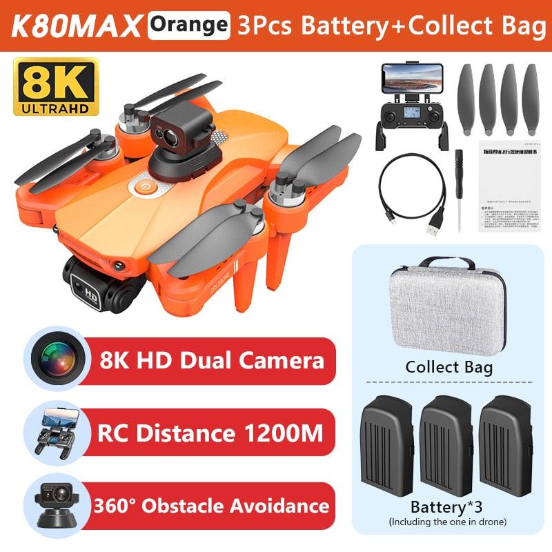 K80 Max Drone - 8K HD Camera Drone Brushless Motor GPS 5G WIFI 360 Obstacle Avoidance Foldable Quadcopter K80 PRO MAX RC Dron Toys Professional Camera Drone 3 K80 Max Drone - 8K HD Camera Drone Brushless Motor GPS 5G WIFI 360 Obstacle Avoidance Foldable Quadcopter K80 PRO MAX RC Dron Toys Professional Camera Drone — изображение 3