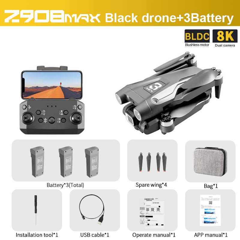 Z908 MAX Drone - 4K HD Professional Dual Camera Optical Flow Brushless 2.4G WIFi Obstacle Avoidance Quadcopter Dron Toy 16 Z908 MAX Drone - 4K HD Professional Dual Camera Optical Flow Brushless 2.4G WIFi Obstacle Avoidance Quadcopter Dron Toy - Image 16
