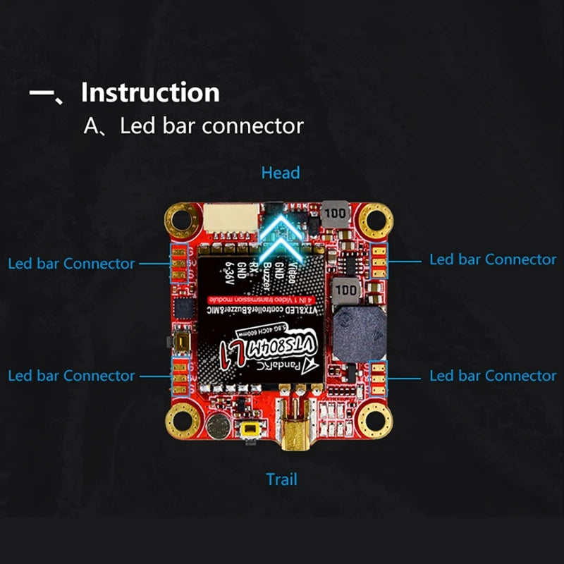 Pandarc VT5804M L1 VTX - 5.8G Interface Controller 25/100/200/400/600MW VTX Buzzer LED Controller Forrc FPV Racing Drones 4 Pandarc VT5804M L1 VTX - 5.8G Interface Controller 25/100/200/400/600MW VTX Buzzer LED Controller Forrc FPV Racing Drones — изображение 4