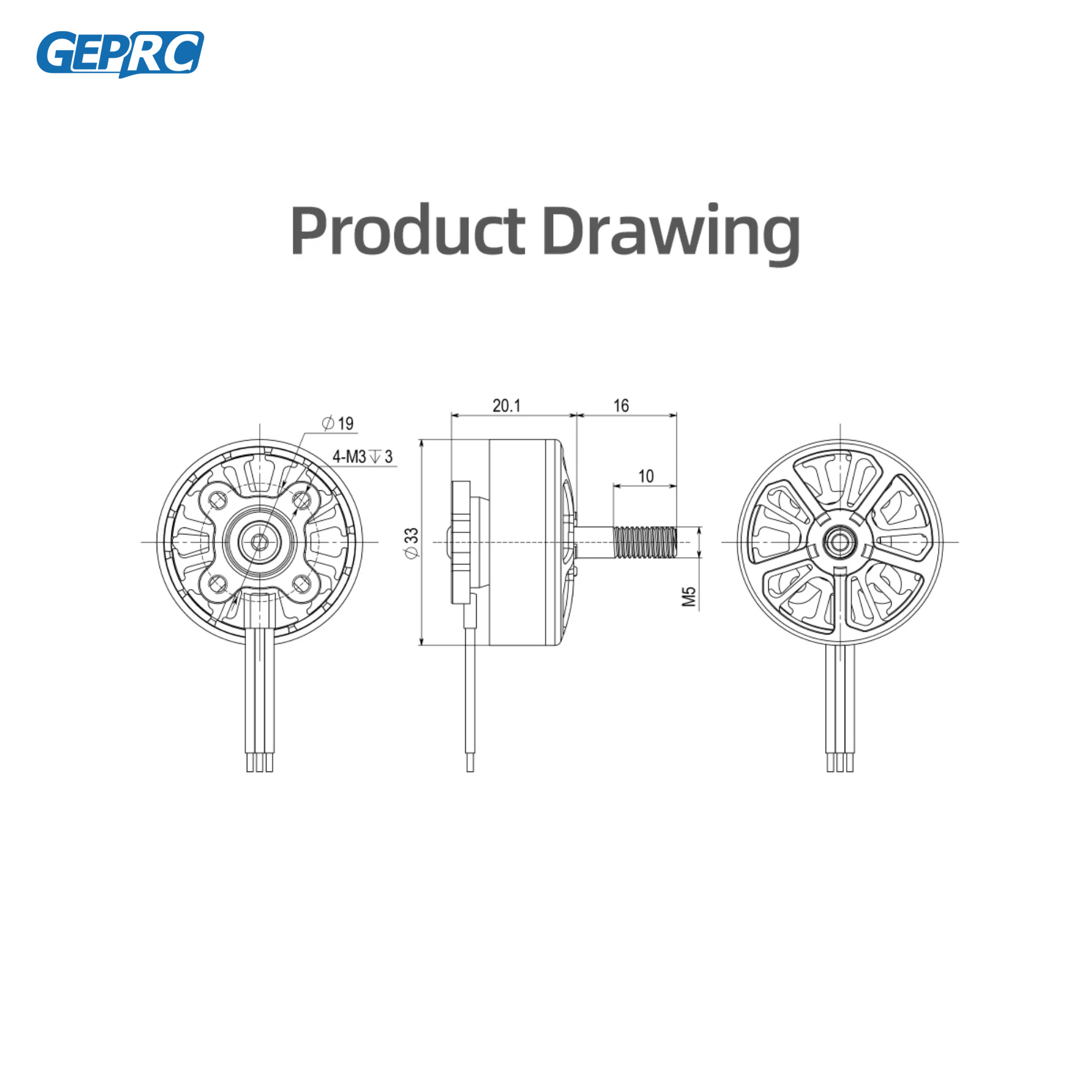 GEPRC EM2807 1350KV Motor - Brushless Black with 6/7/8 Inch RC FPV Racing Drone Multicopter Accessories 6 GEPRC EM2807 1350KV Motor - Brushless Black with 6/7/8 Inch RC FPV Racing Drone Multicopter Accessories — изображение 6