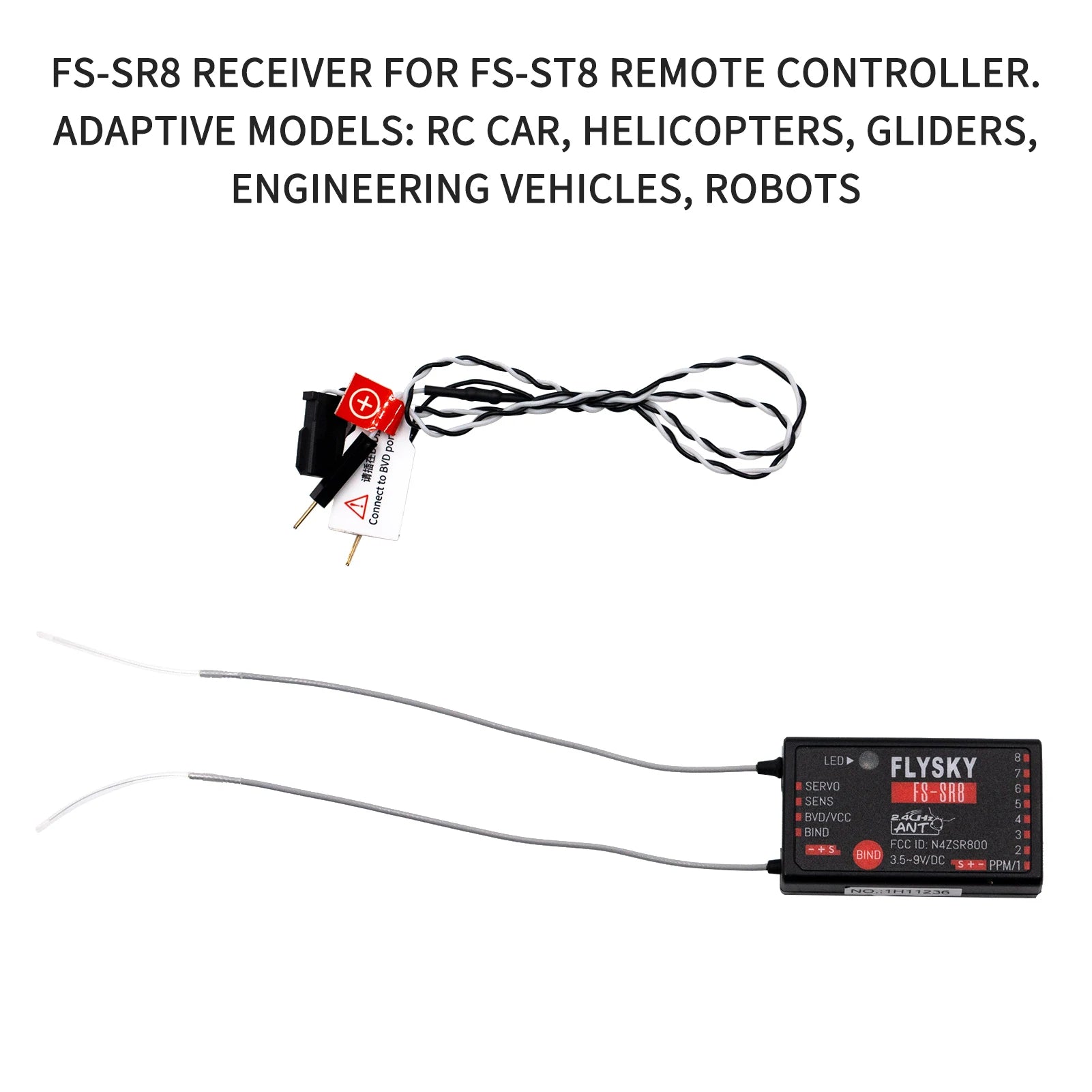 FLYSKY FS-SR8 2.4G 8CH Receiver - ANT Protocol 3.5~9V/DC Receiver for FS-ST8 RC Helicopters Car Boat Remote Controller 4 FLYSKY FS-SR8 2.4G 8CH Receiver - ANT Protocol 3.5~9V/DC Receiver for FS-ST8 RC Helicopters Car Boat Remote Controller - Bild 4