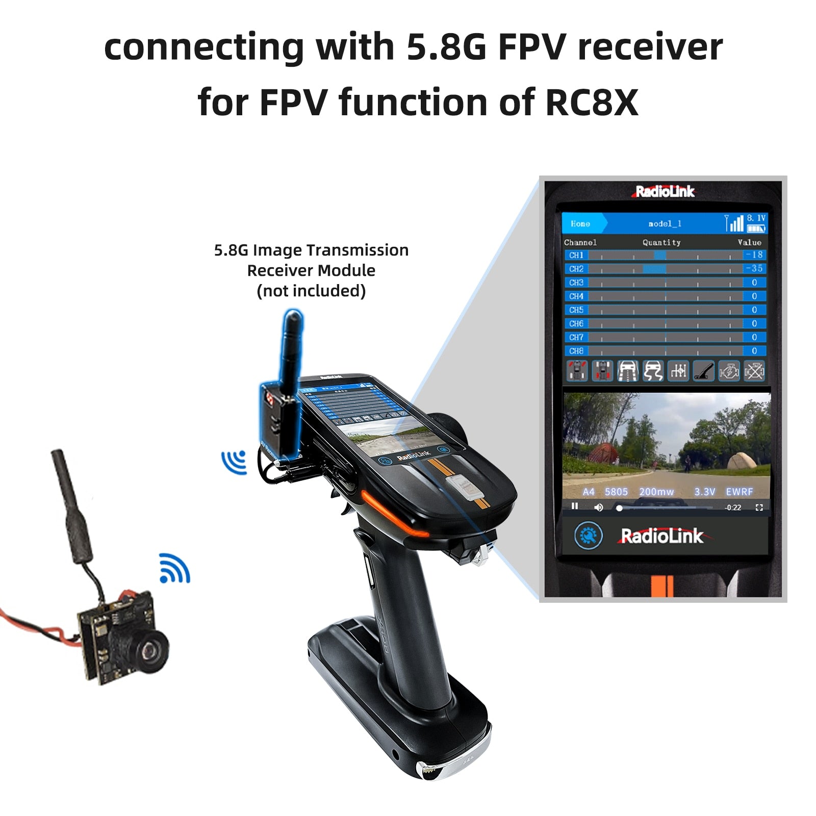 Radiolink EWRF 708R Receiver - 5.8G 48CH Wireless Audio/Video FPV Receiver Module for RC8X Transmitter 8 Radiolink EWRF 708R Receiver - 5.8G 48CH Wireless Audio/Video FPV Receiver Module for RC8X Transmitter - Image 8