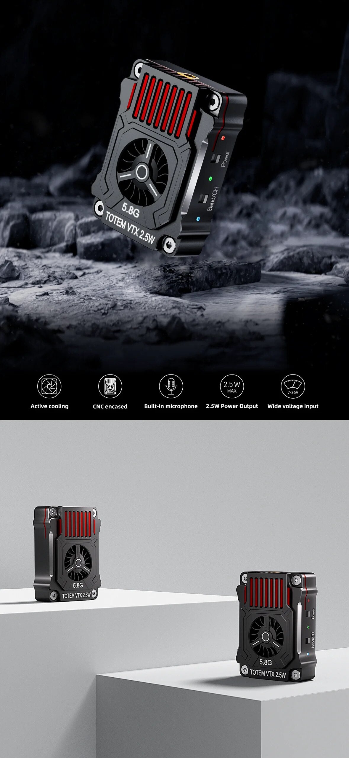 TOTEM 5.8G 2.5W 48CH VTX - 25mW/400mW/800mW/1600mW/2500mW 48CH 5.8GHz Switchable Video Transmitter For Fixed Wing Airplane FPV Drone 7 TOTEM 5.8G 2.5W 48CH VTX - 25mW/400mW/800mW/1600mW/2500mW 48CH 5.8GHz Switchable Video Transmitter For Fixed Wing Airplane FPV Drone - Image 7