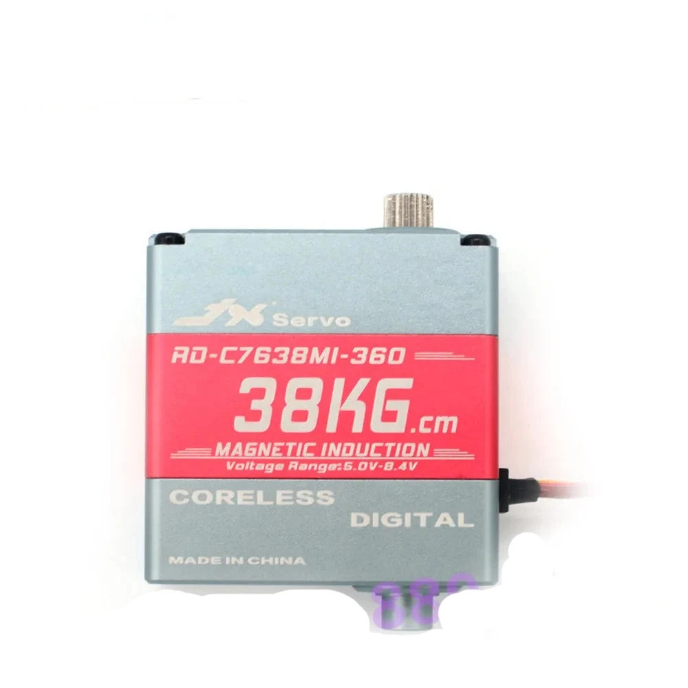 JX Servo RD-C7638MI-360 38kg.cm 360 degree coreless Magnetic induction full CNC aluminium hulls structure rc Robot servo 1 JX Servo RD-C7638MI-360 38kg.cm 360 degree coreless Magnetic induction full CNC aluminium hulls structure rc Robot servo