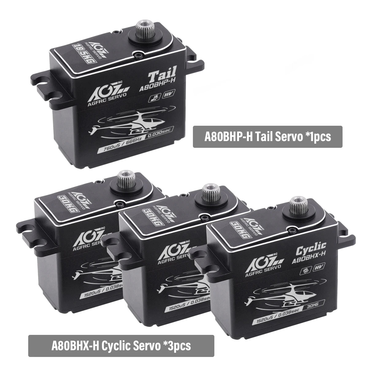 AGFRC A80BHX-H - 30KG 0.038Sec 25T Aluminum Case High Torque HV Brushless Cyclic Servo For 570-800 Class Helicopter Swash Plate 7 AGFRC A80BHX-H - 30KG 0.038Sec 25T Aluminum Case High Torque HV Brushless Cyclic Servo For 570-800 Class Helicopter Swash Plate — изображение 7