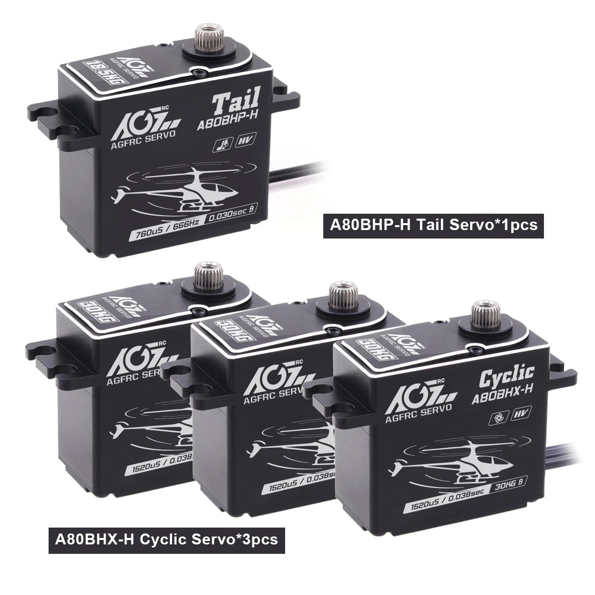 AGFRC A80BHX-H - 8.4V 30KG Programmable Helicopter Cyclic Servo High Torque High Voltage Brushless Digital Motor For RC Helicopter 17 AGFRC A80BHX-H - 8.4V 30KG Programmable Helicopter Cyclic Servo High Torque High Voltage Brushless Digital Motor For RC Helicopter — изображение 17