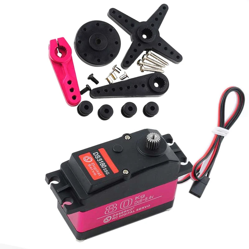 4X DSServo DS5180 - 7.4V 80KG Digital Metal Robotic Servo 180/270 Degree Waterproof IP66 with 25T Servo Arm Servo Motor