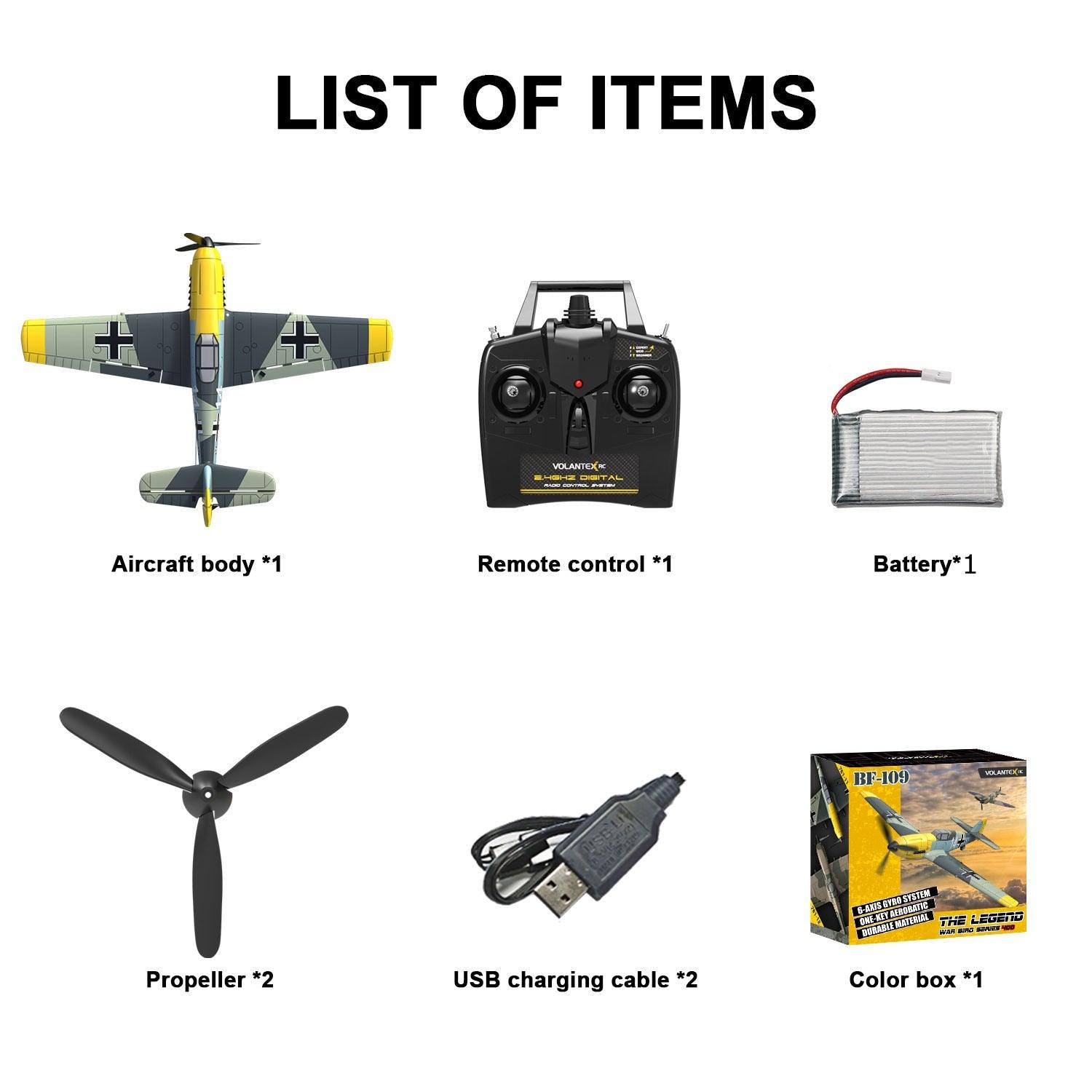 BF109 Remote Control Airplane - 2.4GHz 4CH 400mm Wingspan One Key U-Turn Aerobatic RC Plane RC Warbird Gift Toys 761-11 2 BF109 Remote Control Airplane - 2.4GHz 4CH 400mm Wingspan One Key U-Turn Aerobatic RC Plane RC Warbird Gift Toys 761-11 - Image 2