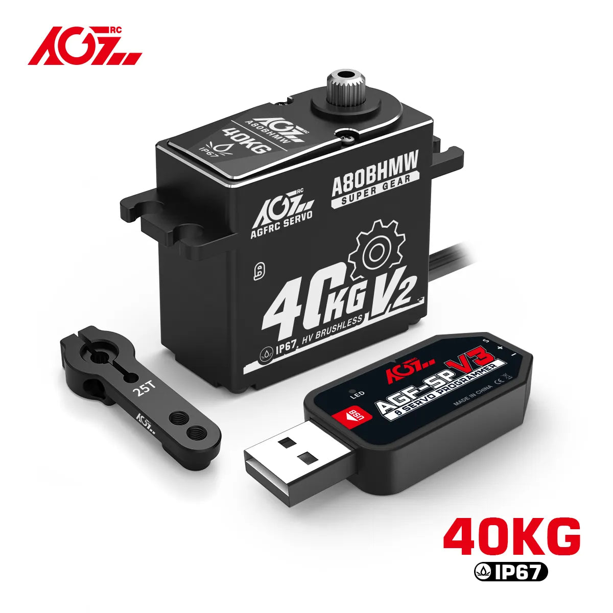 AGFRC A80BHMW V2 - Steel Gears 40KG Programmable Waterproof BLS RC Steering Servo For 1/10 Scale Car Crawler Buggy Truck Off-Road 2 AGFRC A80BHMW V2 - Steel Gears 40KG Programmable Waterproof BLS RC Steering Servo For 1/10 Scale Car Crawler Buggy Truck Off-Road — изображение 2