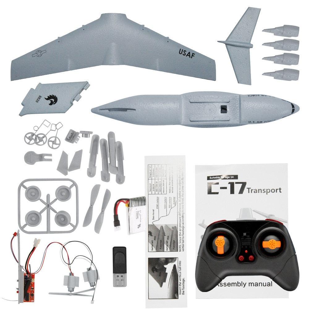 C-17 RC Drone - DIY Aircraft Transport Aircraft 373mm Wingspan EPP RC Drone Airplane 2.4GHz 2CH 3-Axis Aircraft Toy for Children 6 C-17 RC Drone - DIY Aircraft Transport Aircraft 373mm Wingspan EPP RC Drone Airplane 2.4GHz 2CH 3-Axis Aircraft Toy for Children - Image 6