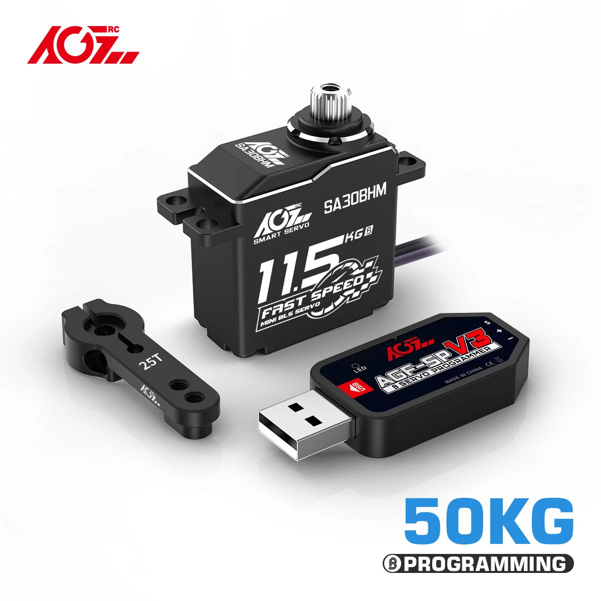 AGFRC SA30BHM - 11.5KG HV High Speed Programmable Motor Brushless Mini Smart Steering RC Servo for 1/12 1/16 RC Car Rock Crawler 2 AGFRC SA30BHM - 11.5KG HV High Speed Programmable Motor Brushless Mini Smart Steering RC Servo for 1/12 1/16 RC Car Rock Crawler — изображение 2