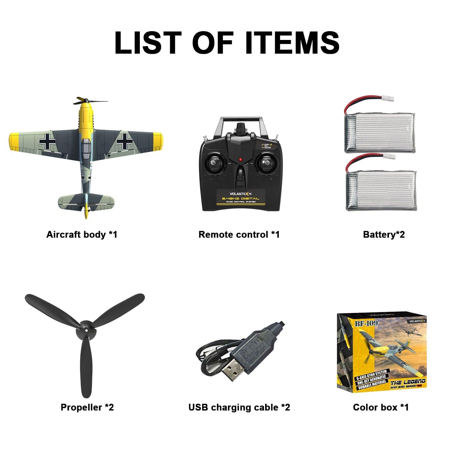 BF109 Remote Control Airplane - 2.4GHz 4CH 400mm Wingspan One Key U-Turn Aerobatic RC Plane RC Warbird Gift Toys 761-11 3 BF109 Remote Control Airplane - 2.4GHz 4CH 400mm Wingspan One Key U-Turn Aerobatic RC Plane RC Warbird Gift Toys 761-11 - Image 3