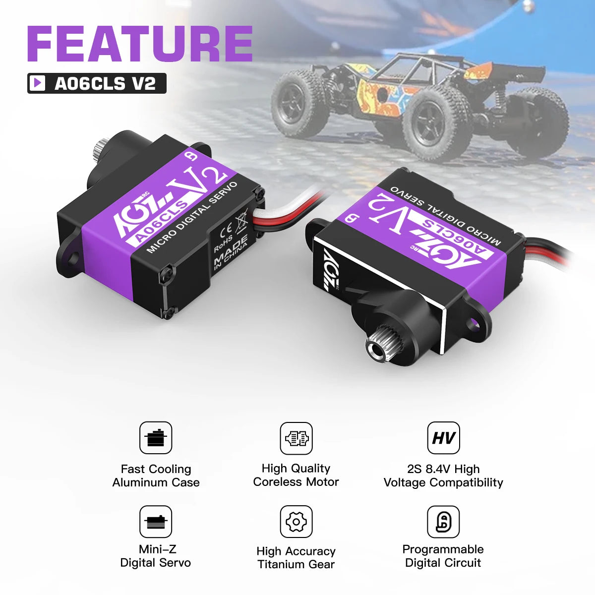 AGFRC A06CLS V2 - 3.0KG 6g Titanium Gear Super Fast Programmable Micro Servo For 1/18 1/24 1/27 1/28 Mini Car GLR GLA MRZ Airplane 3 AGFRC A06CLS V2 - 3.0KG 6g Titanium Gear Super Fast Programmable Micro Servo For 1/18 1/24 1/27 1/28 Mini Car GLR GLA MRZ Airplane — изображение 3