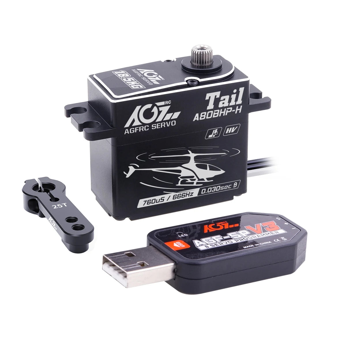 AGFRC A80BHX-H - 8.4V 30KG Programmable Helicopter Cyclic Servo High Torque High Voltage Brushless Digital Motor For RC Helicopter 10 AGFRC A80BHX-H - 8.4V 30KG Programmable Helicopter Cyclic Servo High Torque High Voltage Brushless Digital Motor For RC Helicopter — изображение 10