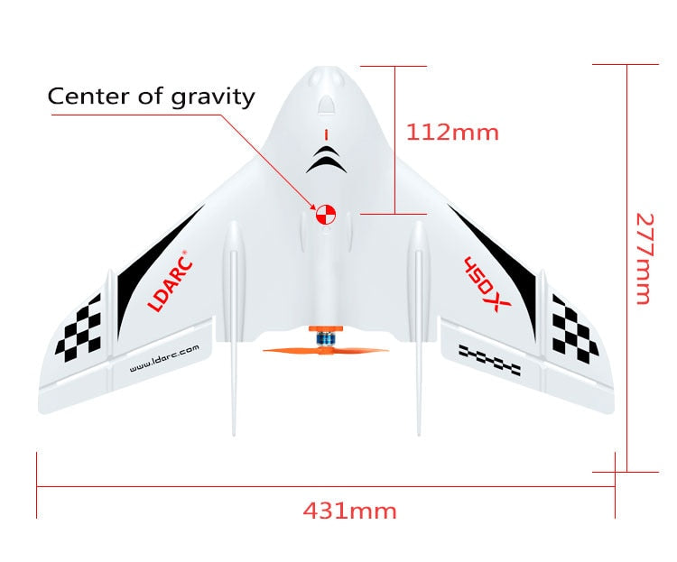 LDARC 450X V2 RC Airplanes - 431mm Wingspan EPP Foam TINY WING FPV Flying Wing KIT / PNP FPV/RTF Version RC Fixed-Wing Drones Toys 6 LDARC 450X V2 RC Airplanes - 431mm Wingspan EPP Foam TINY WING FPV Flying Wing KIT / PNP FPV/RTF Version RC Fixed-Wing Drones Toys - Image 6