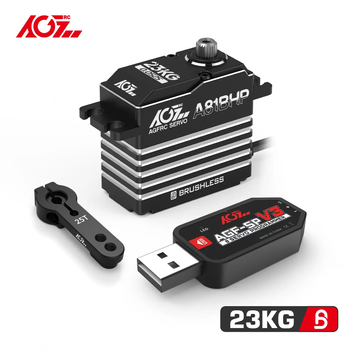 AGFRC A81BHP - 23KG Super Speed Steel Gears HV Brushless Programmable Standard Steering Servo For 1/8 RC Truck Car Boat Aircraft 2 AGFRC A81BHP - 23KG Super Speed Steel Gears HV Brushless Programmable Standard Steering Servo For 1/8 RC Truck Car Boat Aircraft — изображение 2